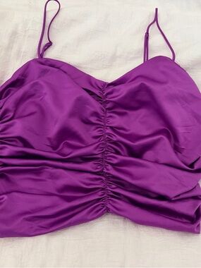 Dynamite Purple Satin Ruched Cami Top